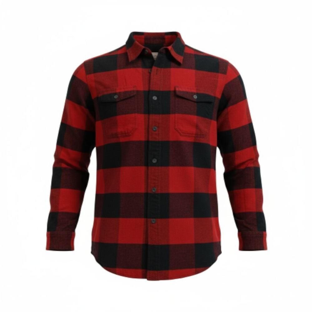 Heritage Flannel Mens Red & Black Plaid Button Down Shirt - Size: Medium